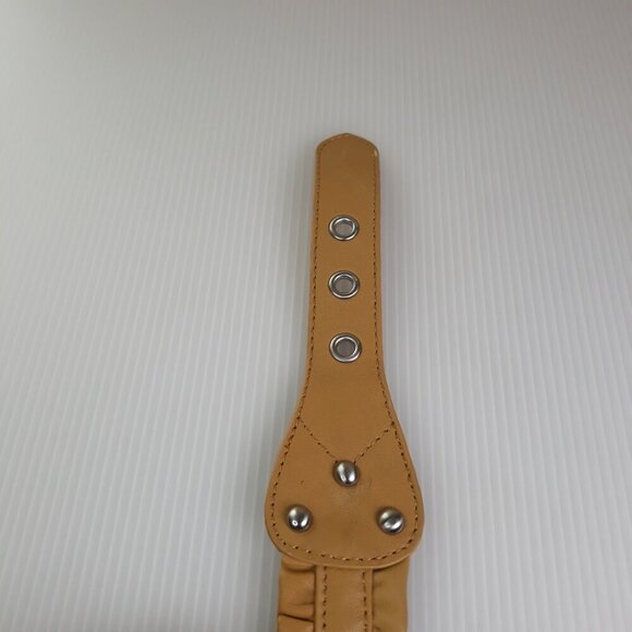 Coldwater Creek Leather Mustard Yellow Ruffle Belt XL Boho Festival Coquette - Picture 9 of 12